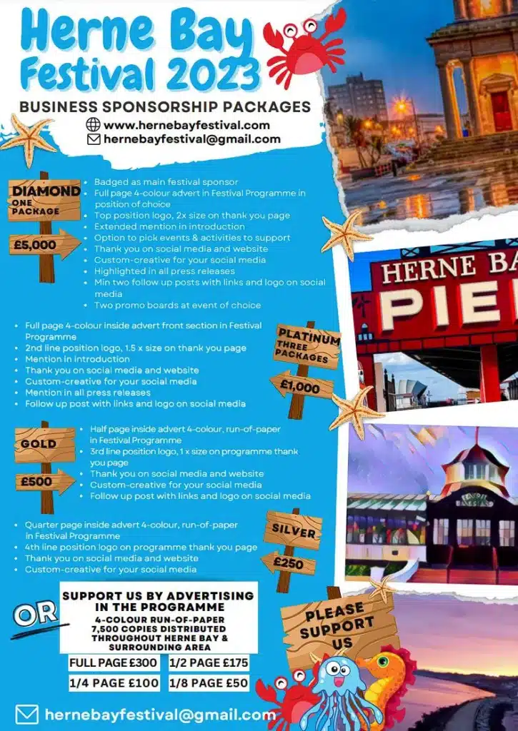 Herne Bay Festival 2023.1 Business Sponsorship Packages